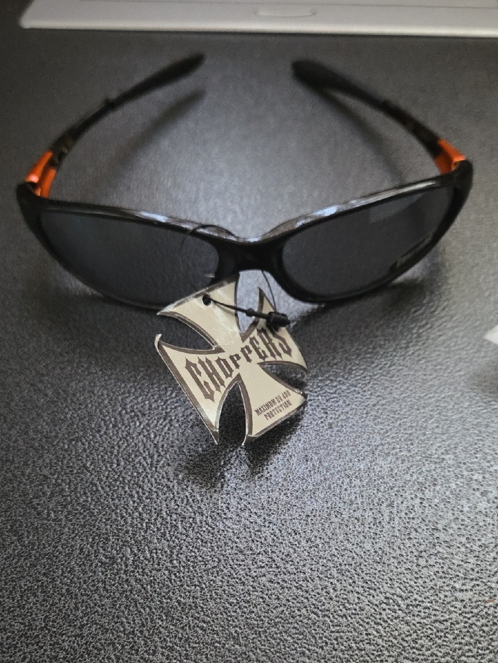 Men's Black Sunglasses with Orange Temple Accents